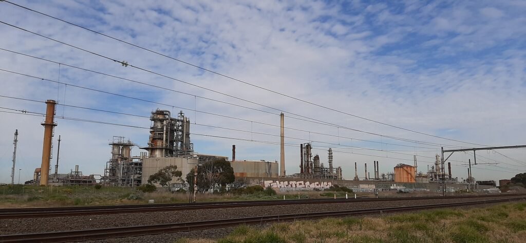 Oil refinery facility showing industrial refining infrastructure
