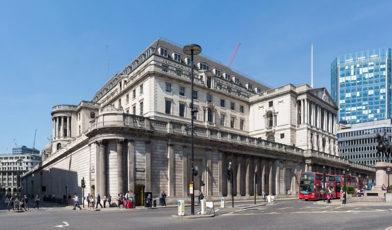 Bank of England building on Lombard Street, London