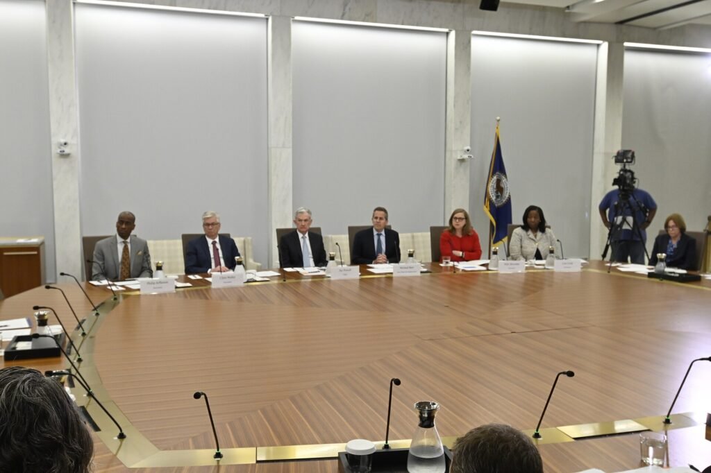 Federal Reserve Board meeting discussing monetary policy