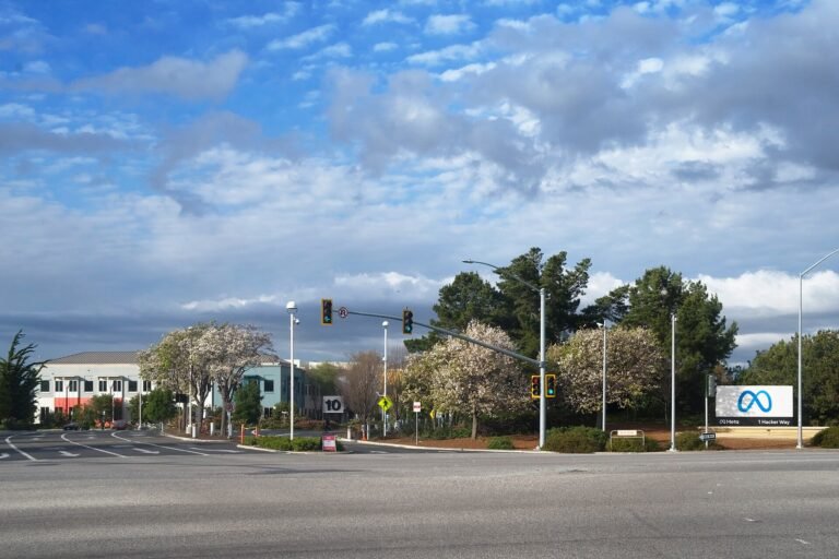 Meta Platforms headquarters entrance in Menlo Park, California