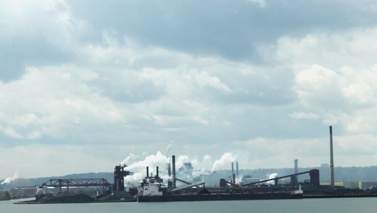 Industrial steel mill in Hamilton, Ontario, a major Canadian steel production facility relevant to tariff negotiations